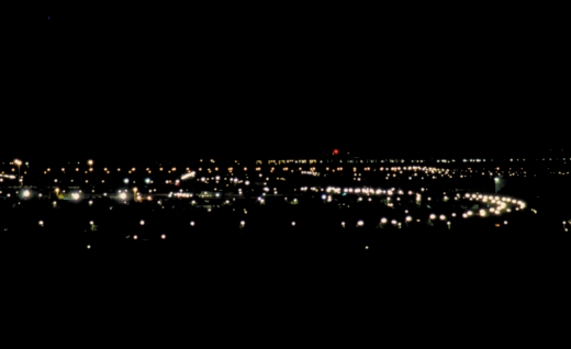 Natudsigten over Albertslund fra Herstedhøje (67 m.o.h.), dvs. 30-35 m over gadelamperne. Fot.: P.T.Aldrich.